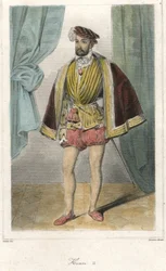 Porträt von Heinrich II. (1519 - 1559) mit einem Schwert