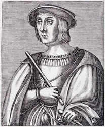 Porträt von Jacques II de Chabannes (La Palice) (1470-1525) Gravur aus „Louis XII et Anne de Bretagne“ von Paul Lacroix, ed. Georges Hurtrel
