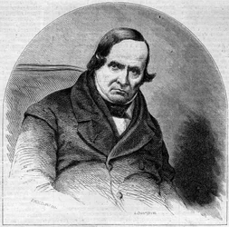 Porträt von Jean Baptiste (Giovanni Battista) Niccolini (1782-1861), italienischer Dichter. Gravur in „Le Monde Illustré“ Nr. 234 vom 5. Oktober