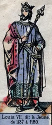 Porträt von Ludwig VII. von Frankreich, genannt Ludwig der Jüngere (1120-1180) (Dynastie der Kapetinger). Illustration Ende des 19. Jahrhunderts.
