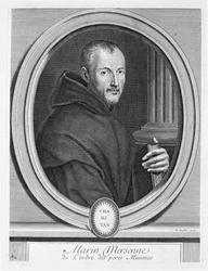 Porträt von Marin Mersenne (1588-1648) graviert von Duflos