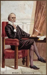 Porträt von Miguel Cervantes (1547-1616), spanischer Schriftsteller.