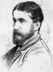 Porträt von Norman Lockyer (1836-1920), englischer Astronom, Entwickler einer Methode zur Beobachtung von Sonnenprotuberanzen. Gravur in „Le Monde Illustré“ Nr. 911 vom 26. September.