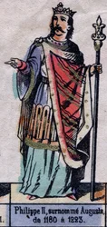 Porträt von Philipp II. von Frankreich, bekannt als Philipp August (1165-1223) (Dynastie der Kapetinger). Illustration Ende des 19. Jahrhunderts