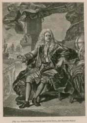 Porträt von Samuel Bernard, graviert von Drevet, nach Hyacinthe Rigaud