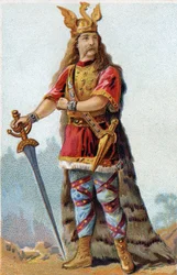 Porträt des Vercingetorix (72-46 v. Chr.), König der Gallier. Chromolithografie um 1890.