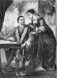 Porträt des Königs von Frankreich Henri II (1519-1559) und Diane de Poitiers (1499-1566) - Gravur