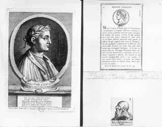 Porträts von Horaz (65-8 v. Chr.), Scipio Aemilianus (Africanus Minor) (185-129 v. Chr.) und Plautus (ca. 254-184 v. Chr.)