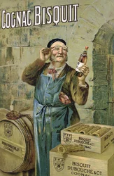 Plakat, das Bisquit Cognac bewirbt