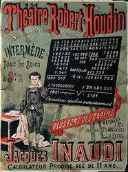 Plakat, das einen Auftritt von Jacques Inaudi (1867-1939) im Théâtre Robert Houdin, Paris, 1878, bewirbt