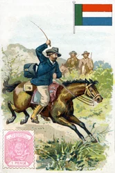 Postbote, der die Post im Transvaal zustellt, späte 19. Jahrhundert