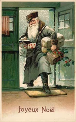Postbote mit Weihnachtsbriefen und Paketen