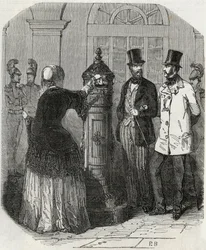 Posten: neuer Briefkasten - Gravur in „Tableau-de-Paris“ von Edmond Texier 1852