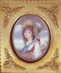 Pulcherie de Valence trägt ein Bündel Weizen mit Mohnblumen und Kornblumen, ca. 1783
