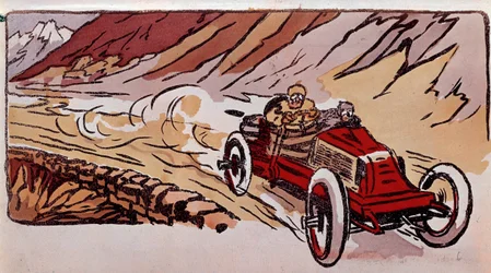 Rennen zwischen Paris und Wien: Ein Renault-Auto stellte den Geschwindigkeitsrekord in 15 Stunden 46 Minuten und 41 Sekunden für eine Strecke von 1419 Kilometern auf