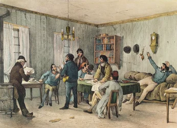 Lesesaal des Sainte-Pelagie-Gefängnisses, Paris, ca. 1840