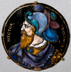 Darstellung von Hector, trojanischer Held. Medaillon aus Limoges, 16. Jahrhundert