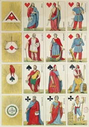 Reproduktion von republikanischen Spielkarten aus der Zeit der Revolution von 1848