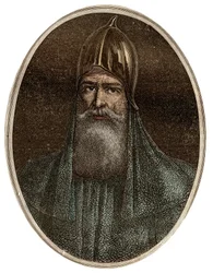 Riourik, warägischer Prinz des 9. Jahrhunderts - Porträt von Rurik, einem warägischen Häuptling und Gründer der Kiewer Rus - „New National Encyclopedia“ von Maurice La Charest - 1870.