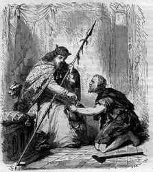 Robert II. der Fromme (972-1031), König von Frankreich, verteilt Almosen. Gravur in 