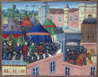 Die Könige von Frankreich und Sizilien mit ihren Armeen vor Metz, aus 