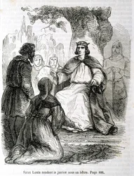 Heiliger Ludwig richtet unter einer Buche - in „Histoire de France“ von L.-P. Anquetil
