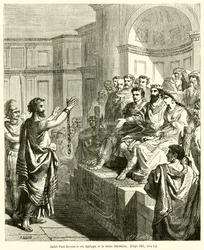 Der heilige Paulus vor König Agrippa und Königin Berenice (Gravur)