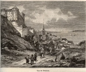Saumur - Département Maine-et-Loire, in der Region Pays de la Loire - Gravur in „France illustrée: Geographie, Geschichte, statistische Verwaltung“ von V.A. Malt-Brown. 1884