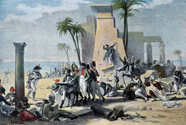 Szene in Oberägypten (Living Denon und die französische Armee ruhen sich unter den Überresten aus) - in „Victoires et Conquêtes des Armées Françaises“, Paris