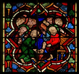 Szene im Ostfenster, Darstellung von Christus wäscht seinen Jüngern die Füße