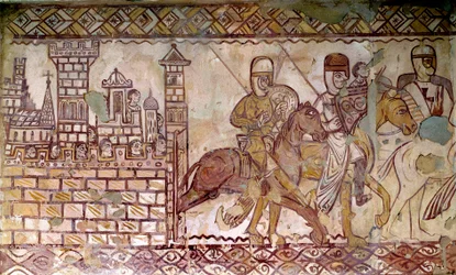 Zweiter Kreuzzug (1147-1149): der Beginn der Kreuzzüge. Fresko der Kapelle von Cressac
