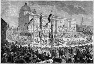 Feierlicher Einzug von Wilhelm I. (1797-1888), König von Preußen, in Berlin am 22. Oktober