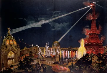 Andenken an die Illuminationen in Paris zum Gedenken an den 100. Jahrestag der Französischen Revolution während der Weltausstellung von 1889