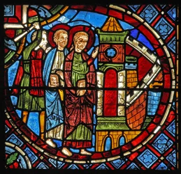 Die Heiligen Simon und Judas werden von einem Wächter ins Gefängnis geführt