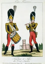 Schweizer Garde, Trommler und Pfeifenspieler, um 1790