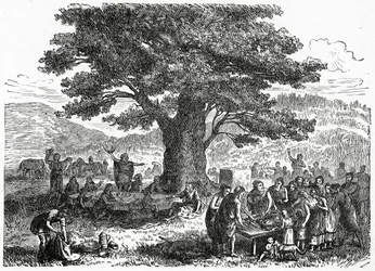 Teutonen genießen einen Feiertag, ca. 1882 (Holzstich)