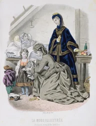 Der wohltätige Besuch, Illustration aus La Mode Illustrée, um 1870
