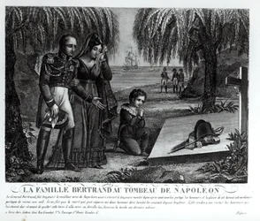 Die Familie von General Henri-Gratien Bertrand (1773-1844) am Grabmal Napoleon Bonapartes (1769-1821), 1821
