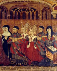 Die Familie Jouvenel von Ursins. Detail der Frauen und Kinder von Jean Juvenal und Prälaten