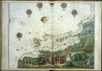 Die Landung von Jacques Cartier und Kolonisten in Kanada, 1547