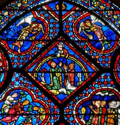 Das Noah-Fenster: Gott auf einem Regenbogen verkündet, dass er es nie wieder tun wird