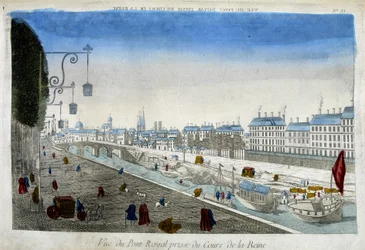 Die königliche Brücke vom Cours de la Reine aus gesehen - Gravur