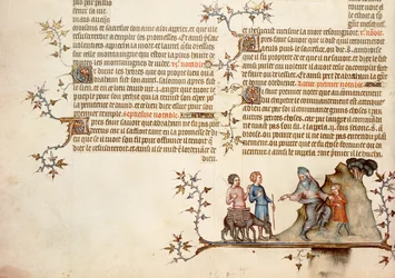 Das Opfer von Isaak, aus der Bibel von Jean de Sy, ca. 1355