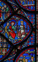 Das St. Thomas Fenster: Der auferstandene Gad verteidigt Thomas