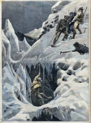 Die Katastrophe am Mont Blanc: der Tod von Reisenden und ihren Bergführern während ihrer Expedition, in „Le Petit Parisien“