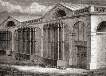 Die Kohlegaskondensationsanlage in La Villette, Paris, Frankreich im 19. Jahrhundert, aus 