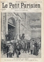 Die Auslosung: Die Wehrpflichtigen des Jahrgangs 1892 im Pariser Rathaus. In der Zeitung Le Petit Parisien am 5.02.1893 (Gravur)