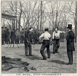 Das Duell der Fechtmeister Pini und Thomeguex im Parc de Saint Ouen (Saint-Ouen). In Le Petit Parisien am 28.03.1897