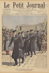 Die letzten Kriegsveteranen aus dem Hôtel des Invalides, Paris (Farblithografie)