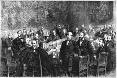 Die Mitglieder der „Dreißigerkommission“ (Ausschuss der französischen Nationalversammlung während der Dritten Republik, der für die Ausarbeitung von Verfassungsvorschlägen verantwortlich war): Jules Armand (Jules-Armand) Dufaure, Félix de Tarteron, Louis
